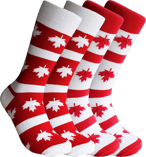 Maple Leaves Canada Unisex Men Women Fun Dress Casual Crew Funny Novelty Socks